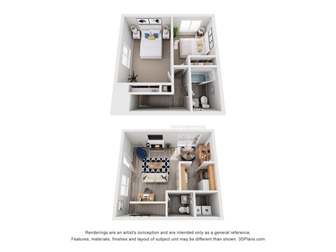 Floor plan for 2 beds, 1.5 baths, 930 sqft